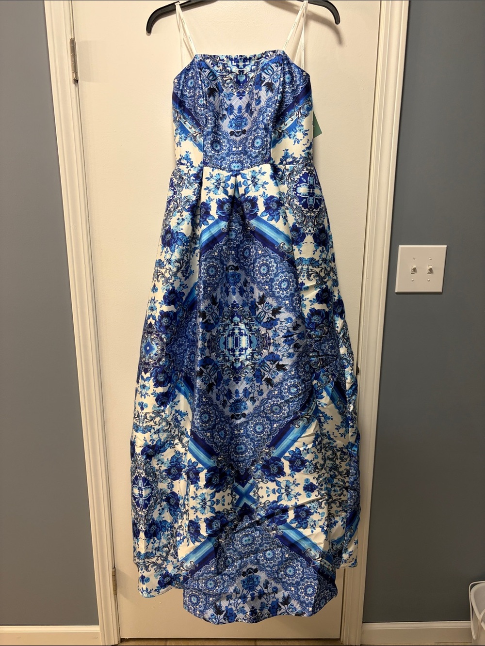 Speechless Blue and White Floral Prom Dress